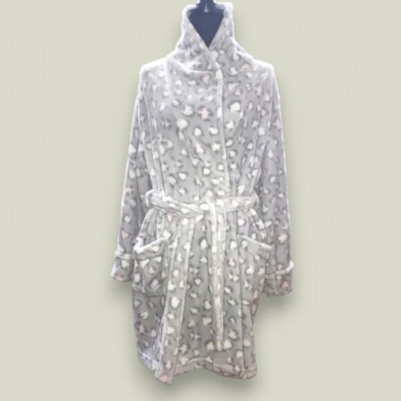 Sonoma Long Sleeve Animal Print Robe in Light Gray - Picture 1 of 4